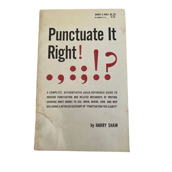 Punctuate It Right by Harry Shaw 1963 Paperback Book - Picture 1 of 11
